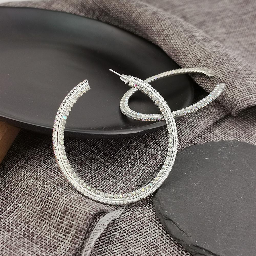 Krystal rhinestone øreringe til kvinder statement øreringe brud bryllup smykker hoop øreringe ukmoc