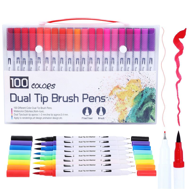 FineLiner – stylos marqueurs d'art à double pointe, 12/48/72/100/120 couleurs, pour dessin, peinture, calligraphie, fournitures d'art