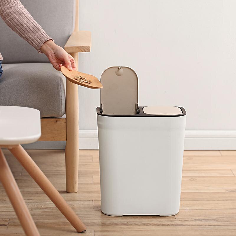 Kitchen Trash Can Recycle Bin Double Cover Trash Bin Household Dry And Wet Separation Waste Bin Rubbish Bin for Bathroom