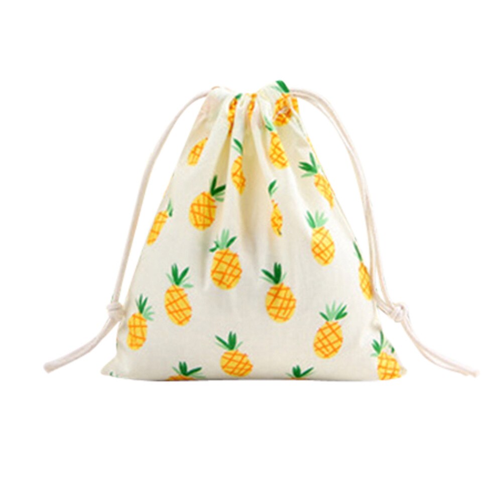 bag drawstring bag Unisex cartoon printing linen bag drawstring travel backpack packet size large cute drawstring bag: C