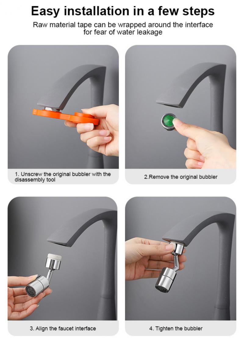 Universal Kitchen Plastic 720° Rotatable Splash Filter Faucet Sprayer Head Flexible Bathroom Tap Extender Adapter Foam Nozzle