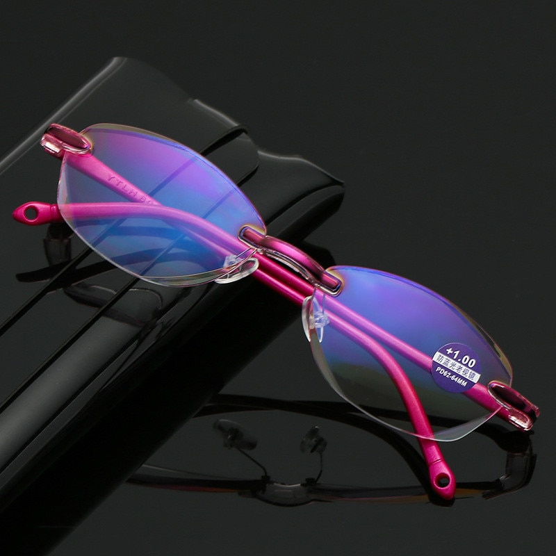 Lunettes de lecture carrées sans cadre pour hommes lunettes Anti-lumière bleue pour ordinateur