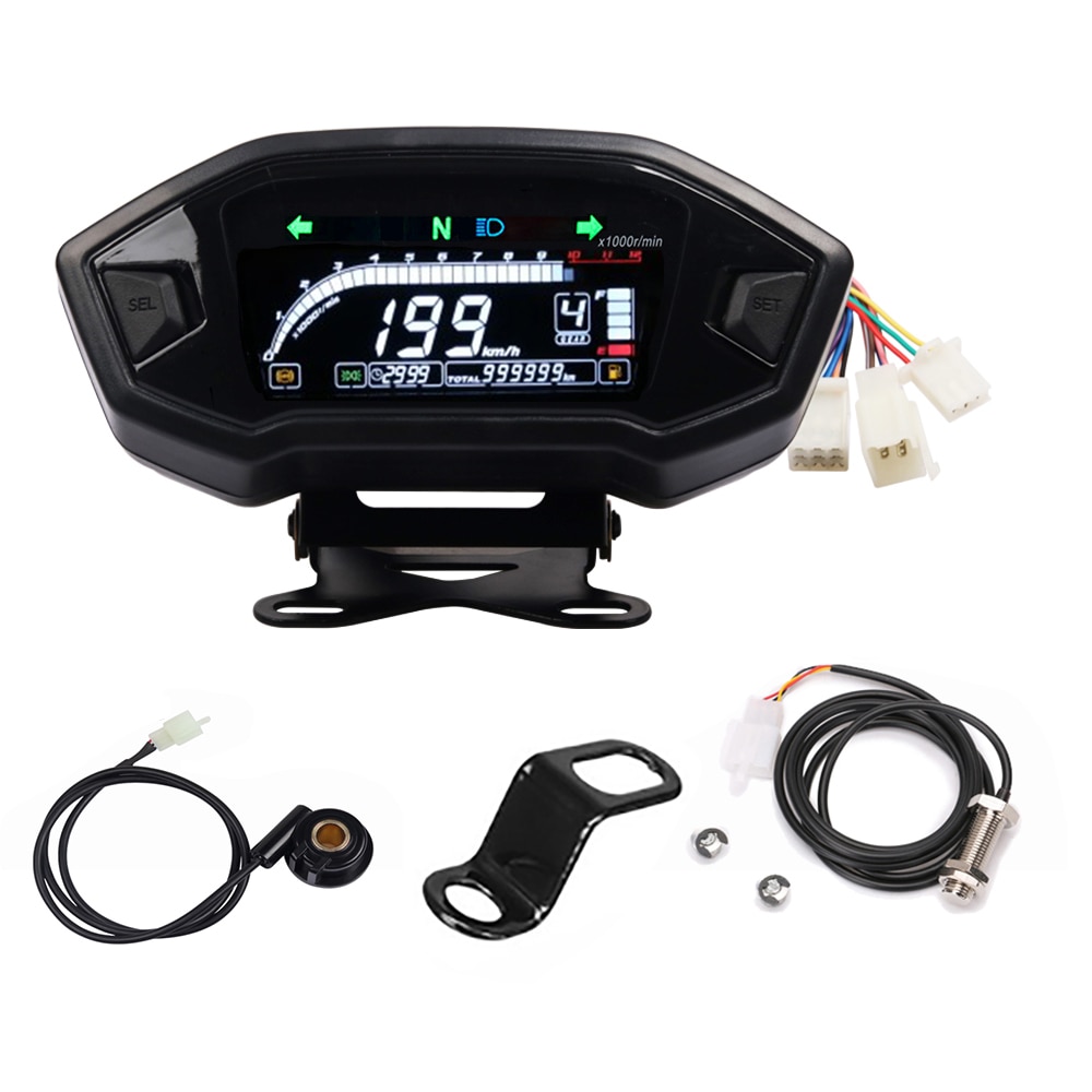 Universal Motorcycle Digital Speedometer Digital Tachometer Dashboard Instrument Panel Meter LCD Display 10000 RPM Cylinder1 2 4