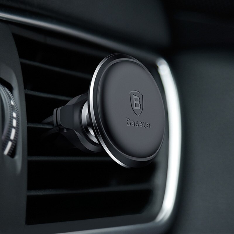 Baseus Magnetic Car Phone Holder 360 Rotation Air Vent Mount Mobile Phone Holder Stand with Cable Clip in car For iPhone X 8 7: Phone Holder Black