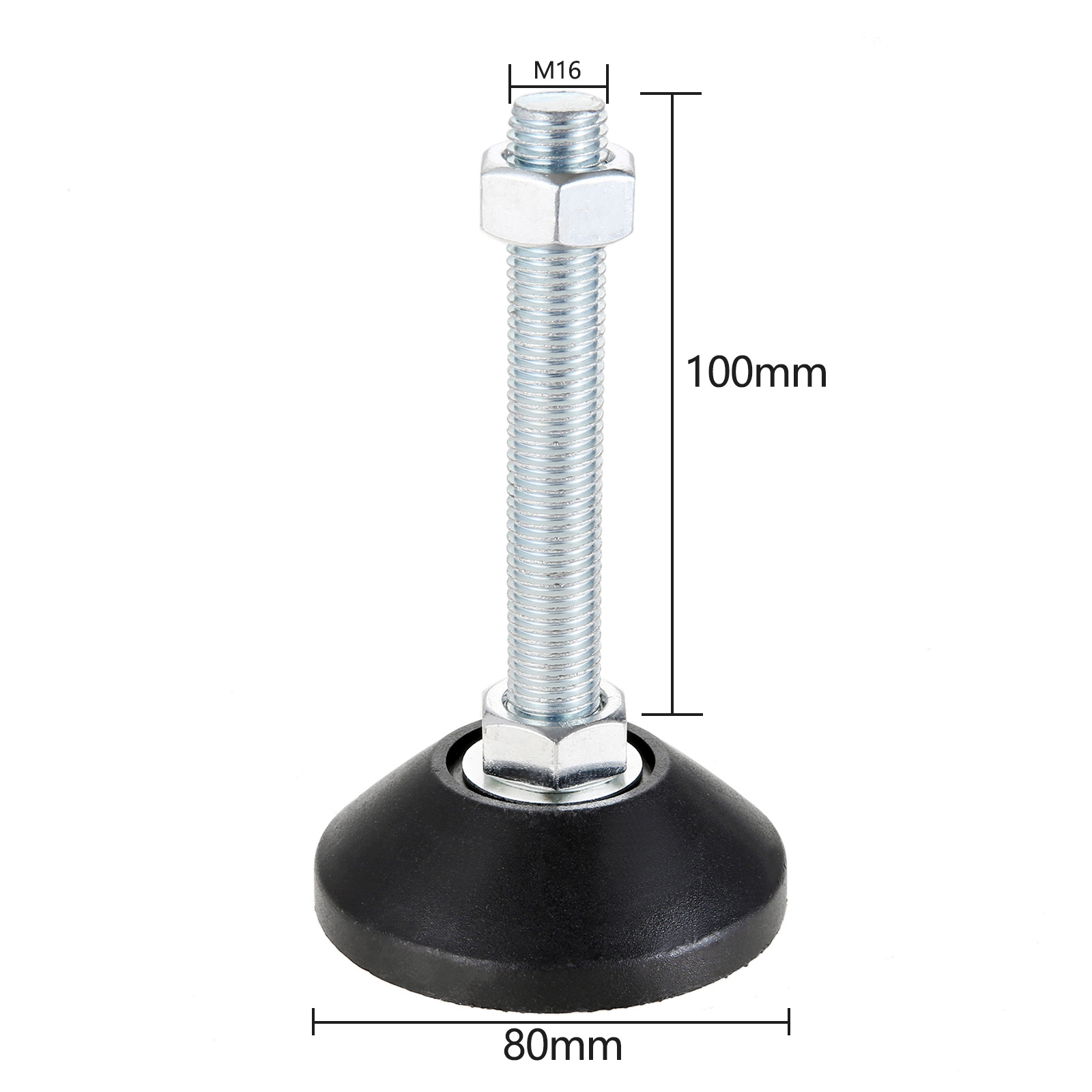 1/2pcs Adjustable Furniture Foot w/Thread Nylon Metal Glide Leveling Feet M8 M10 M12 M14 M16 Guard Pad Machine Equipment Support: 80XM16X100(DXMXH)1pc