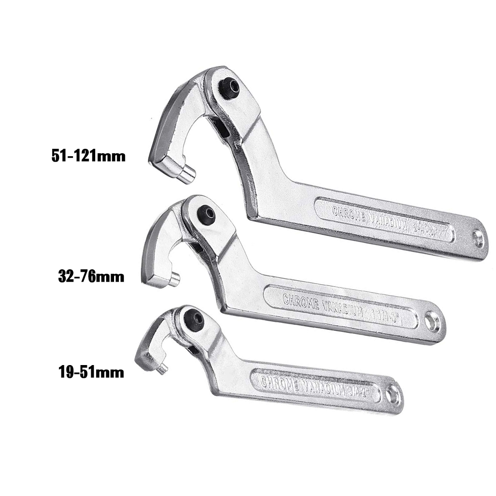 1 pz dado tondo chiave a mezzaluna regolabile chiave a testa tonda strumento dadi bulloni attrezzo manuale 19-51mm 32-76mm 51-121mm