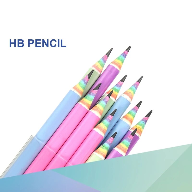 YHSMTG Paper Rainbow HB Pencils Writing Student Write Stationery for School and Office Supplies 12Pcs/Box