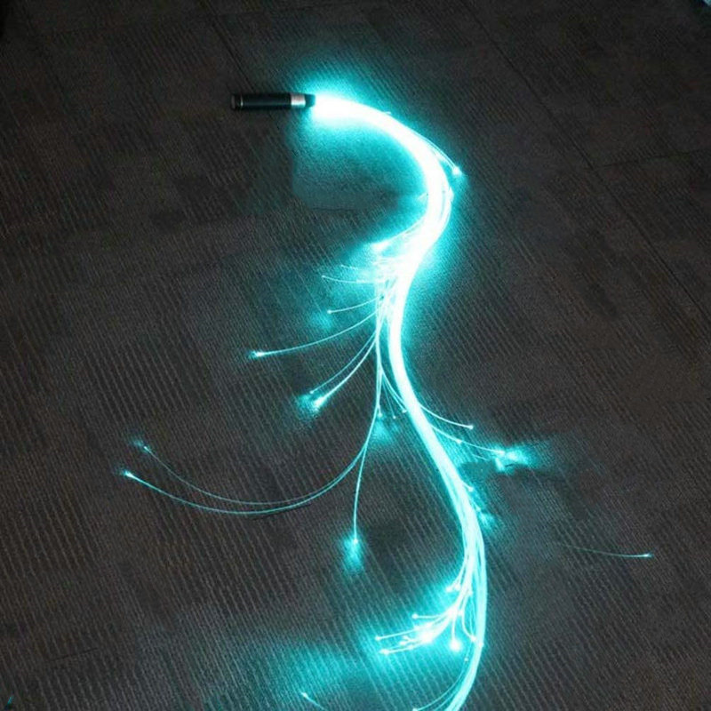 Super bright LED optic Fiber Whips Rechargeable Fiber optical Pixel Light-up Whip Light Flow Toy Rave Dance Party Lighting show: ICE Blue