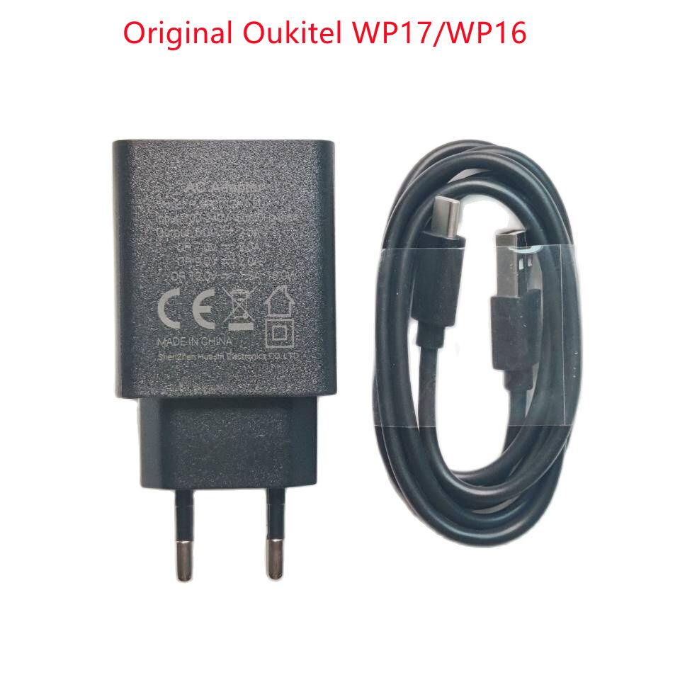 Originele Oukitel Charger 12V 1.5A 18W Met Tpye-C Usb Data Kabel Eu Europa Adapter Universele Poort voor Oukitel WP17/WP16 Telefoon: Cable and Charger