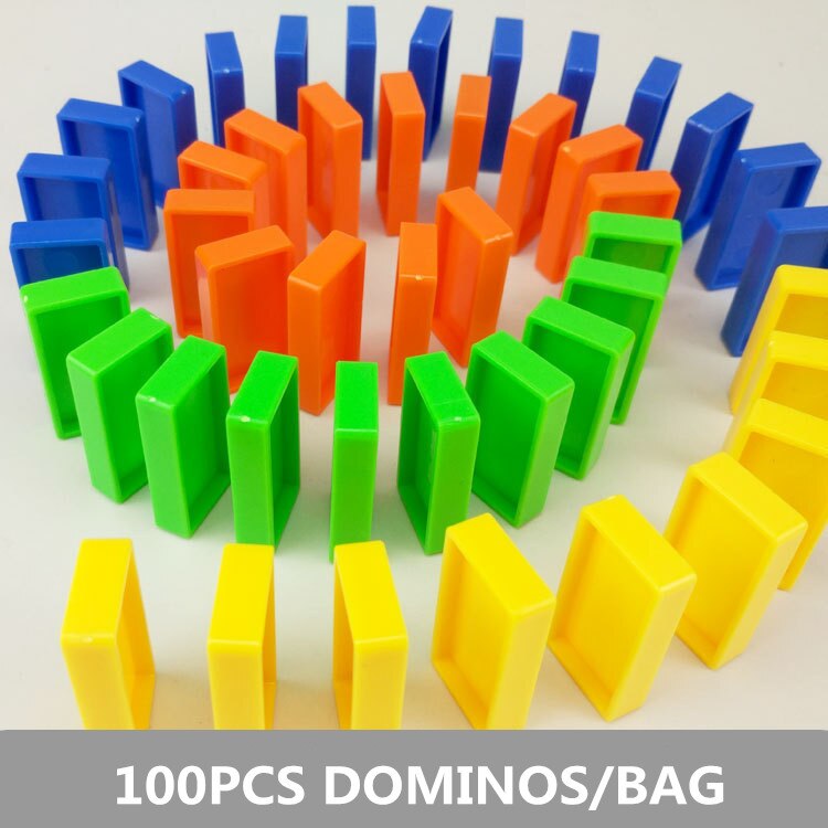 Dominos voiture électrique modèle Juguetes véhicule éducatif maison jouets blocs Train Domino jeu pour enfants garçon fille: 100dominos