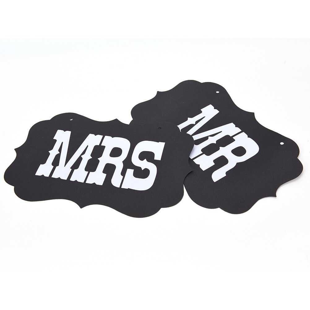 DIY Black Mr Mrs Paper Board+Ribbon Sign Photo Booth Props Wedding decoration Party Favor photocall for weddings 1set