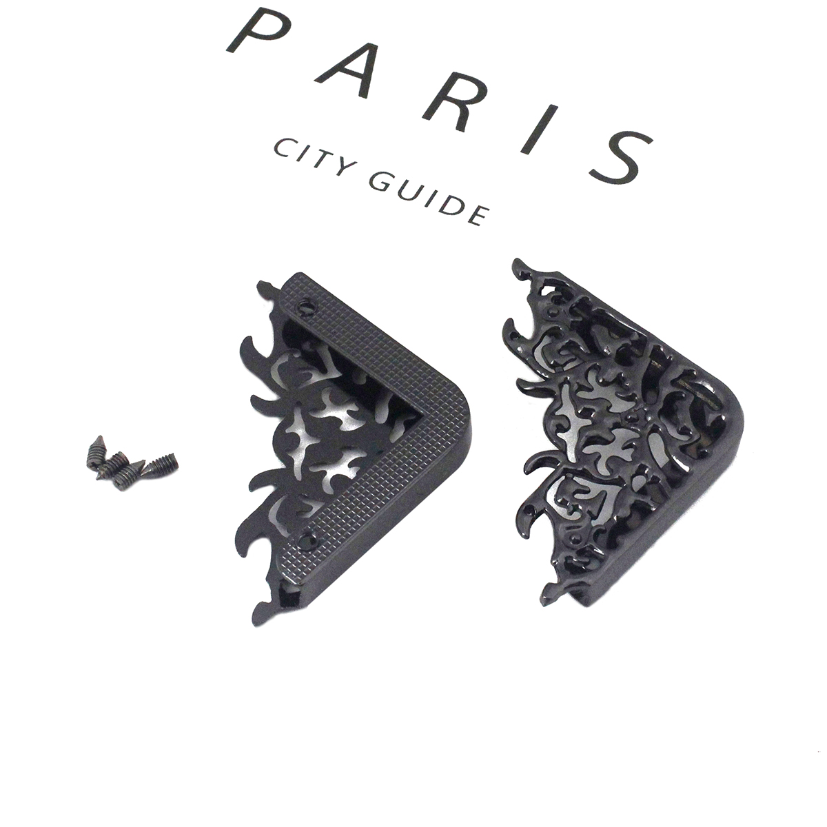 2pcs Metal Bag Corner Protectors With Screws for Leather Craft Purse Flap Handbag Book Photo Album DIY Decor Flower Pattern: Black Nickel