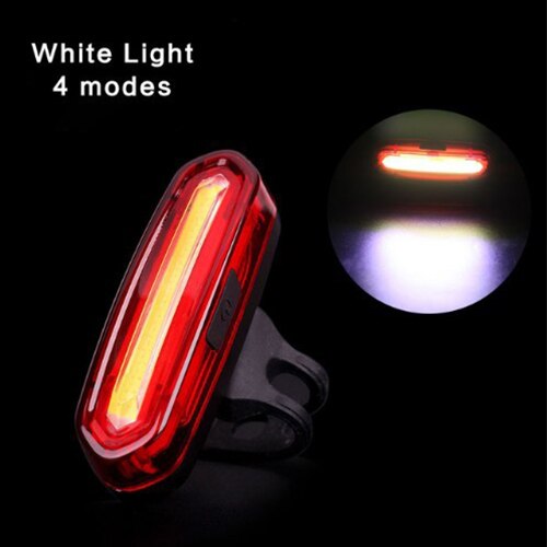 Fiets Lamp Oplaadbare Led Usb Cob Mountainbike Achterlicht Achterlicht Mtb Veiligheid Waarschuwing Fiets Achterlicht: WHITE