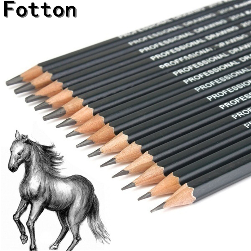 14 stk 6h to12b professionel skitse kunst tegning blyant skitsering blyanter papir pen tegnesæt potloden farveblyant lapices  a50