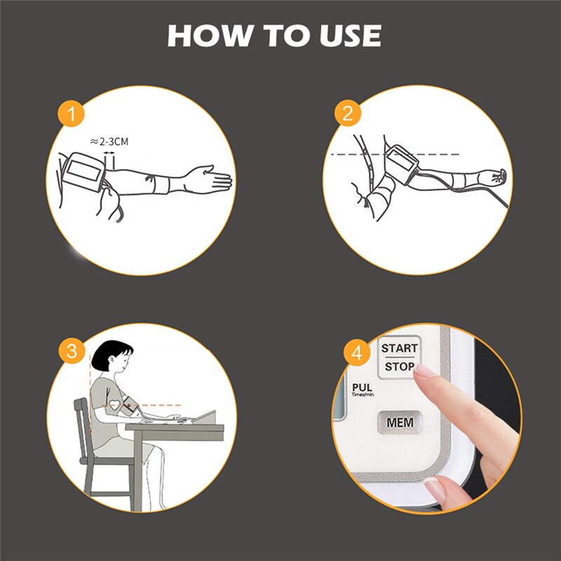 Bloed Bloeddrukmeters Druk Monitor Bovenarm Automatische Digitale Bloeddrukmeter Manchet Home Bp Elektrische Pr Tonometer