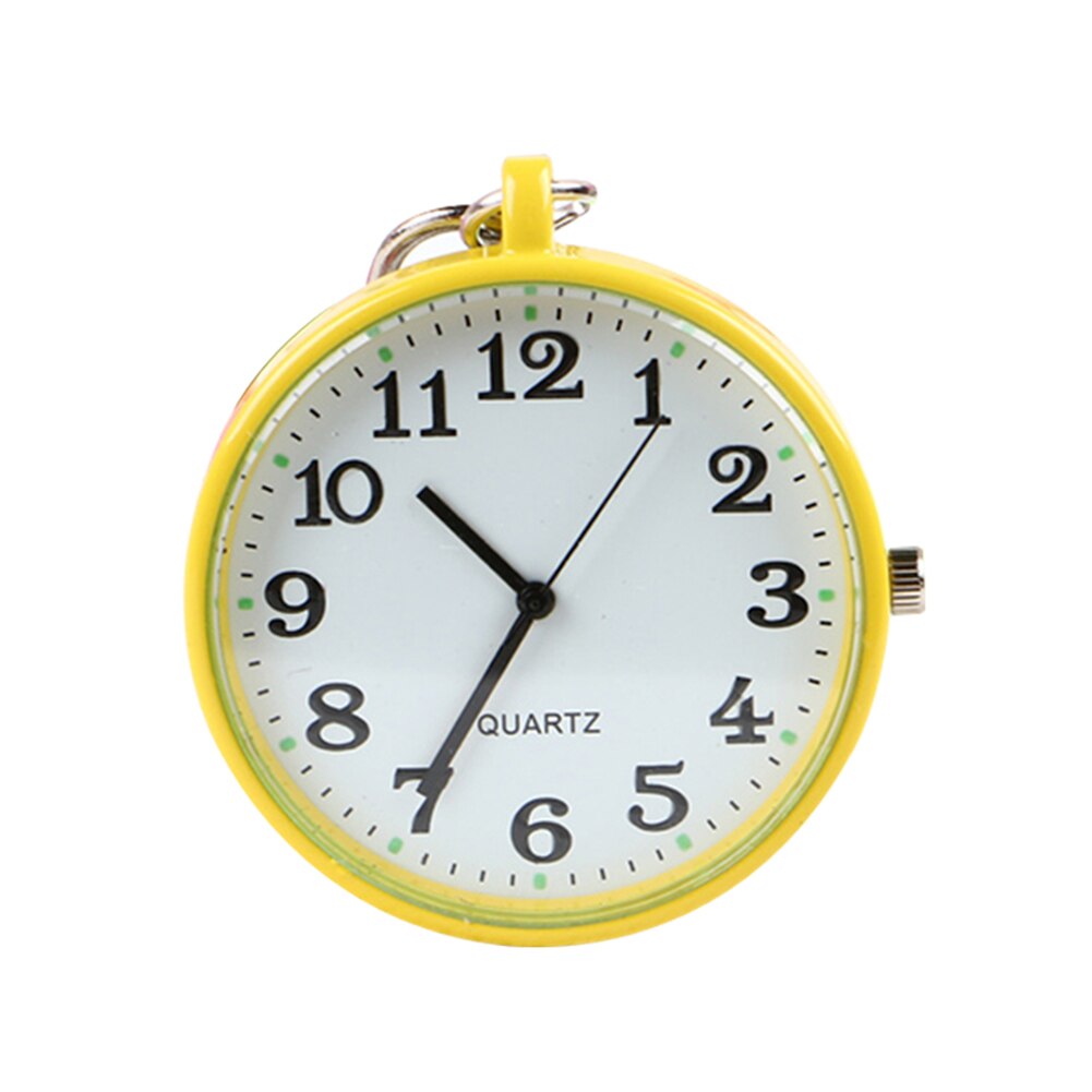 Quartz Zakhorloge Sleutelhanger Klokken Ronde Wijzerplaat Draagbare Eenvoudige Hanger Voor Vrouwen Mannen: Geel