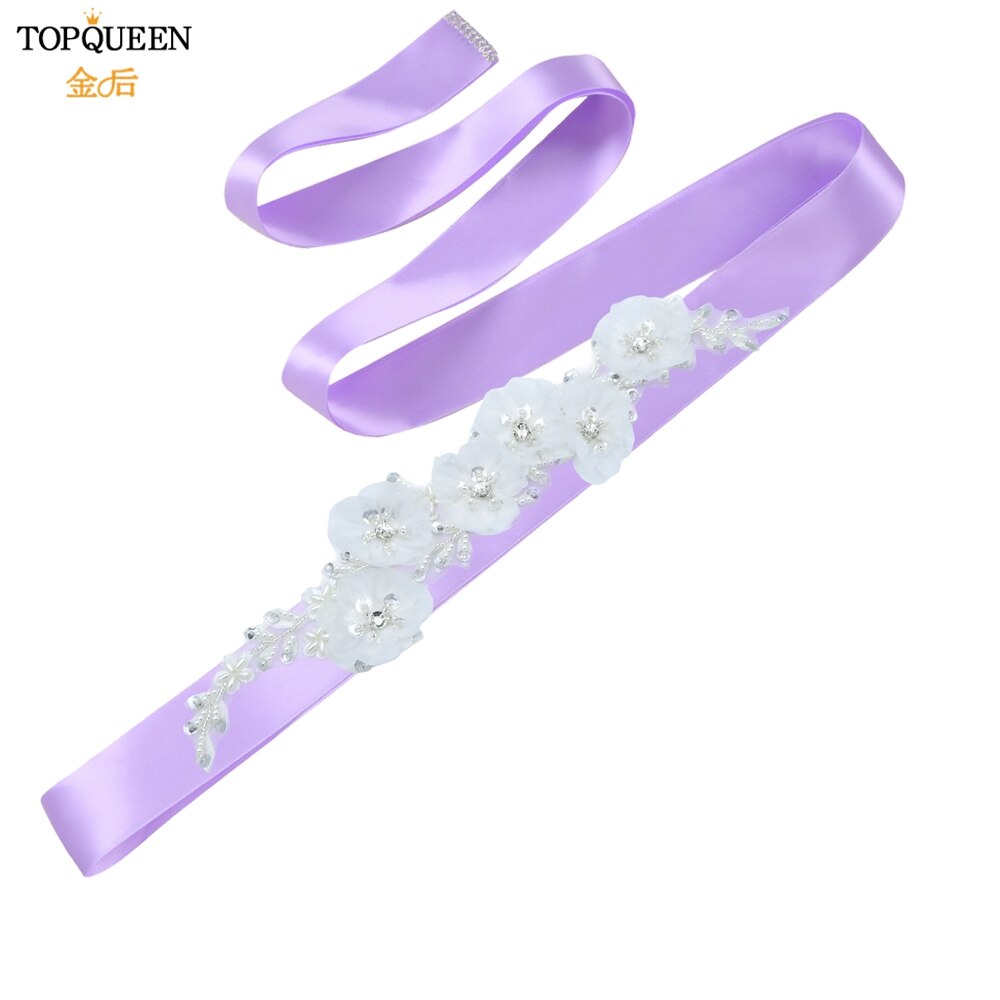 Topqueen Luxe Bruids Riem Applique Riem Met Bloem Bridal Accessoires Sash Vrouwen Witte Bloem Riemen Riem S249: Lavender