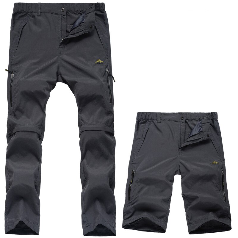 Avtagbara byxor herr sommar snabbtorkande utomhussportbyxor vandring vandring fiske camping manshorts 3 färg 004: Grå mansbyxor / 4xl