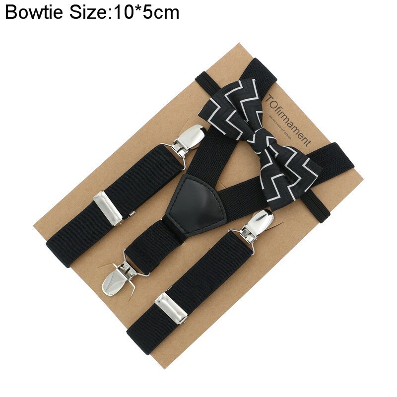 Fan shape leather solid kids event party suspender bow tie set adjustable 2.5cm width kraft paper packed baby: 13