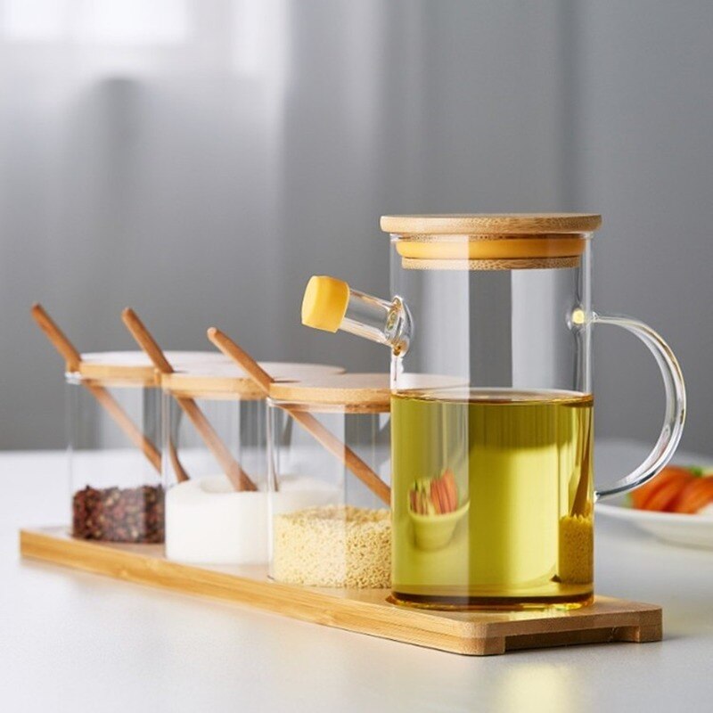 glass kvantitativ oljeflaske japansk flaske tank soya lekkasjesikker oljeflaske kjøkken husholdning olje saus eddik