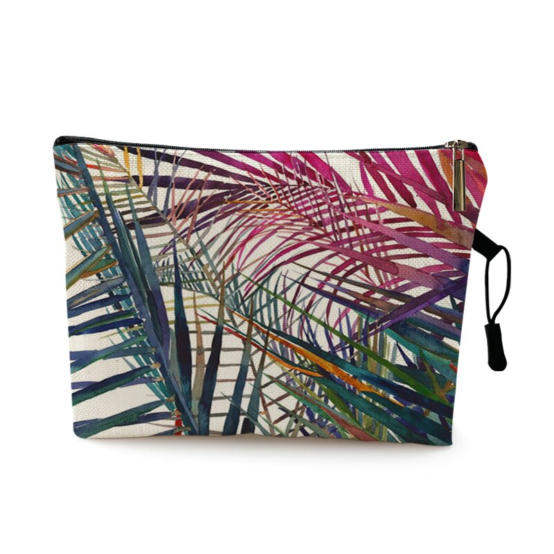 Borsa da toilette da viaggio per donna organizza foglie di piante verdi tropicali stampa borsa cosmetica borsa da trucco portatile per signora borsa per lavaggio: Pattern 8