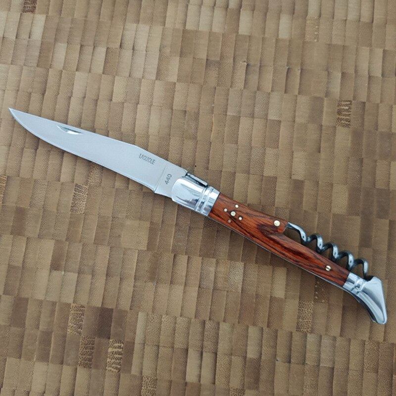 Sacacorchos de vino con abridor de tenedor, cuchillo para vino, mango de madera, Sommelier, cortador de aluminio para botellas de cerveza, utensilio de cocina de acero inoxidable para tarros