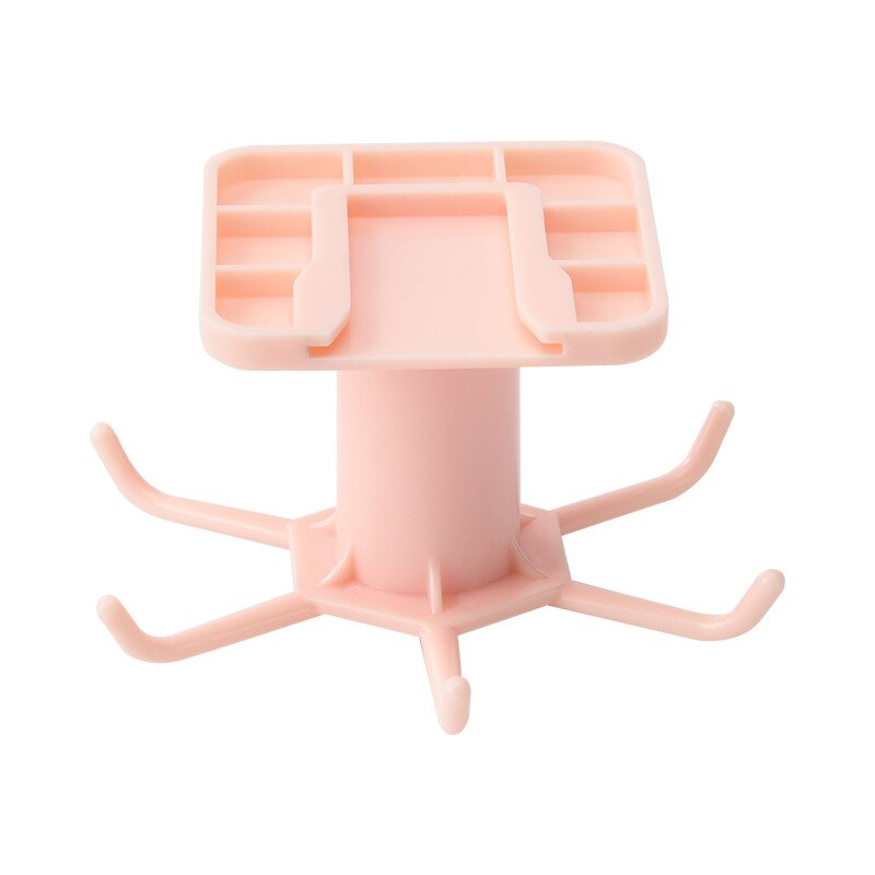 Kitchen Organizer Rack Utensil Holder Wall-mounted Utensils Hanger Supplies Organizers Rotatable Rack with 6 Removable Hooks: Pink