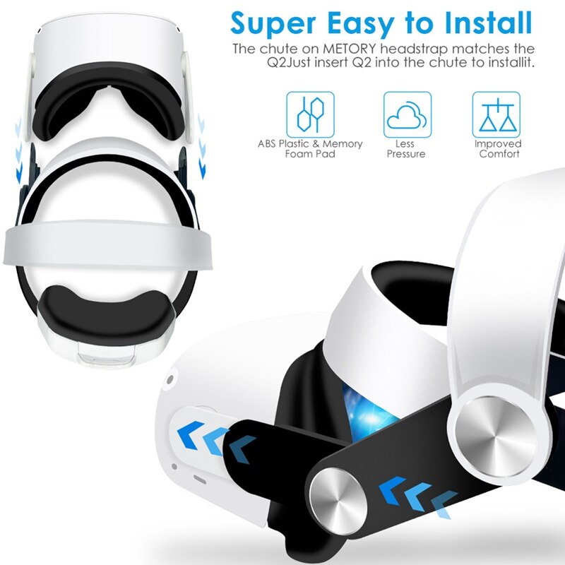 For Oculus Quest 2 Head Strap VR Adjustable Rechargeable Headset VR Glass Accessories Mount Face Padding VR Stand
