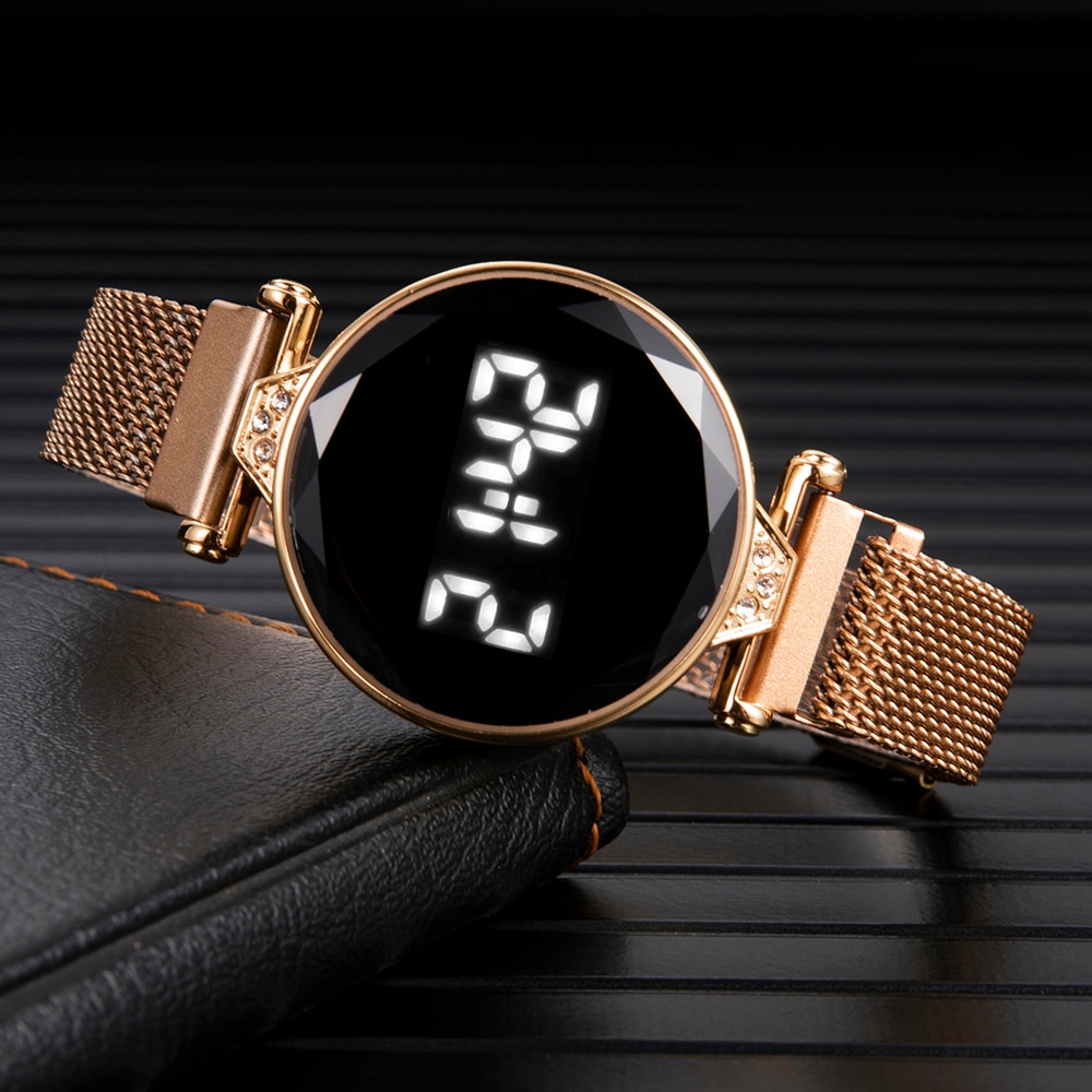Montre-Bracelet magnétique milanaise pour femmes, montre-Bracelet de Sport numérique LED, horloge électronique pour dames et filles