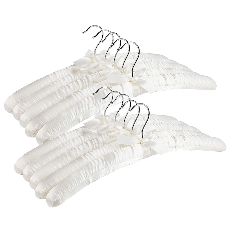 9.8 Inch Children Satin Padded Hangers,Silk Hangers for Wedding Dress Clothes,Coats,Suits,Blouse (White Color,10 Pack): Default Title
