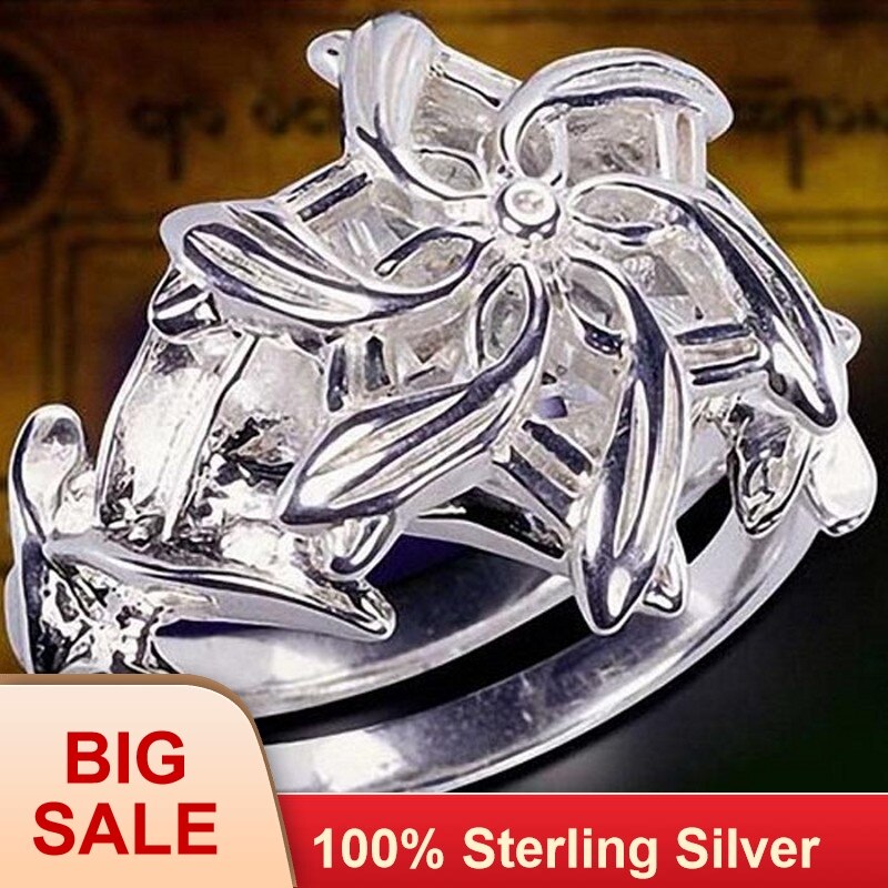Fine smykker kvinner 925 ringer i sterling sølv lotr the galadriel nenya zircon ennagement vielsesring