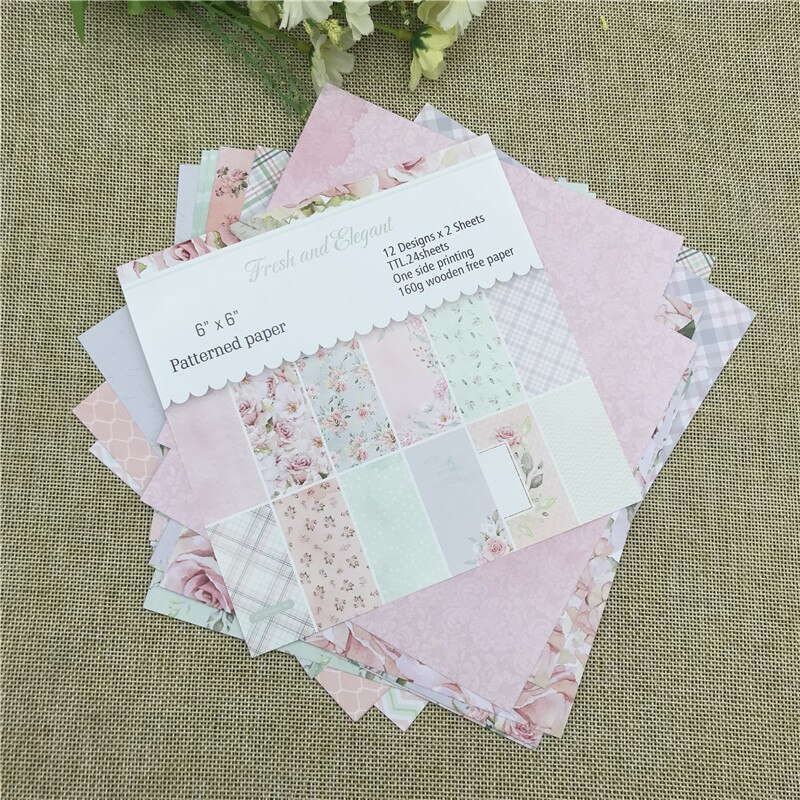 24 sheet 6&quot;X6&quot;the think spring patterned paper Scrapbooking paper pack handmade craft paper craft Background pad