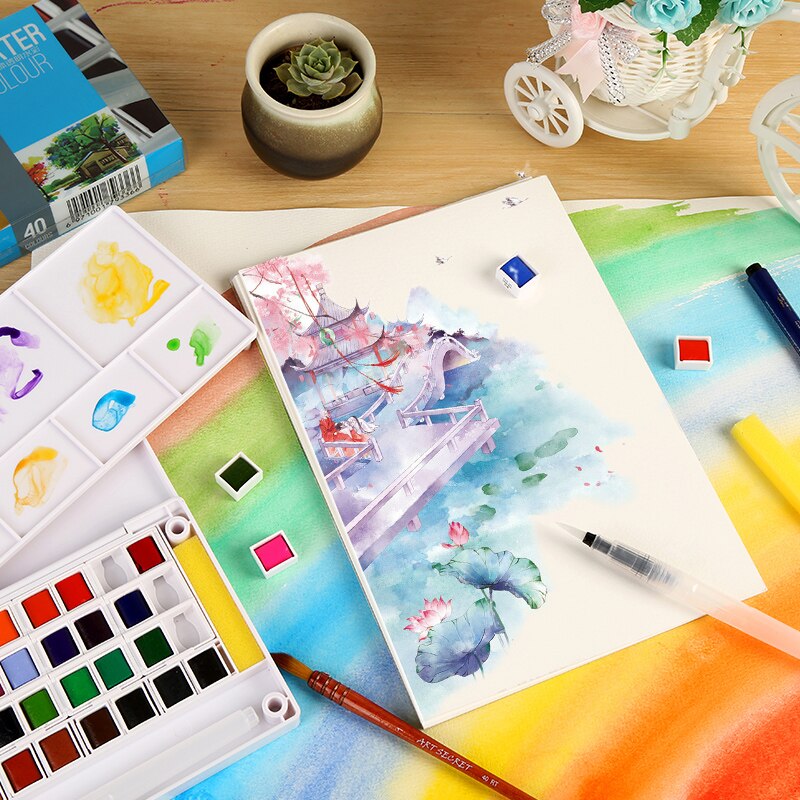 Überlegene Aquarell Farbe Mit Pinsel 12/18/24/30/36/40/48 Farben Für farbe Farben Zeichnung Malen Aquarelle Kunst Liefert