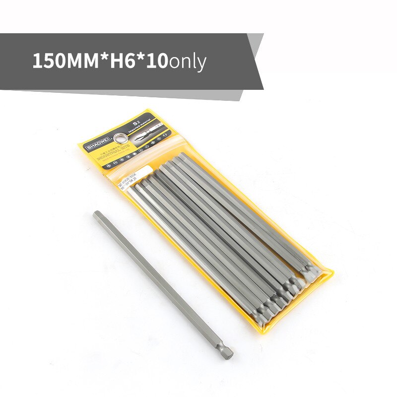 150mm Length Screwdriver Drill Bit Sets S2 Steel Screw Driver Bits Hex Magnetic 1/4"Hand Repair Kits Tools: 10pcs 150mmxH6