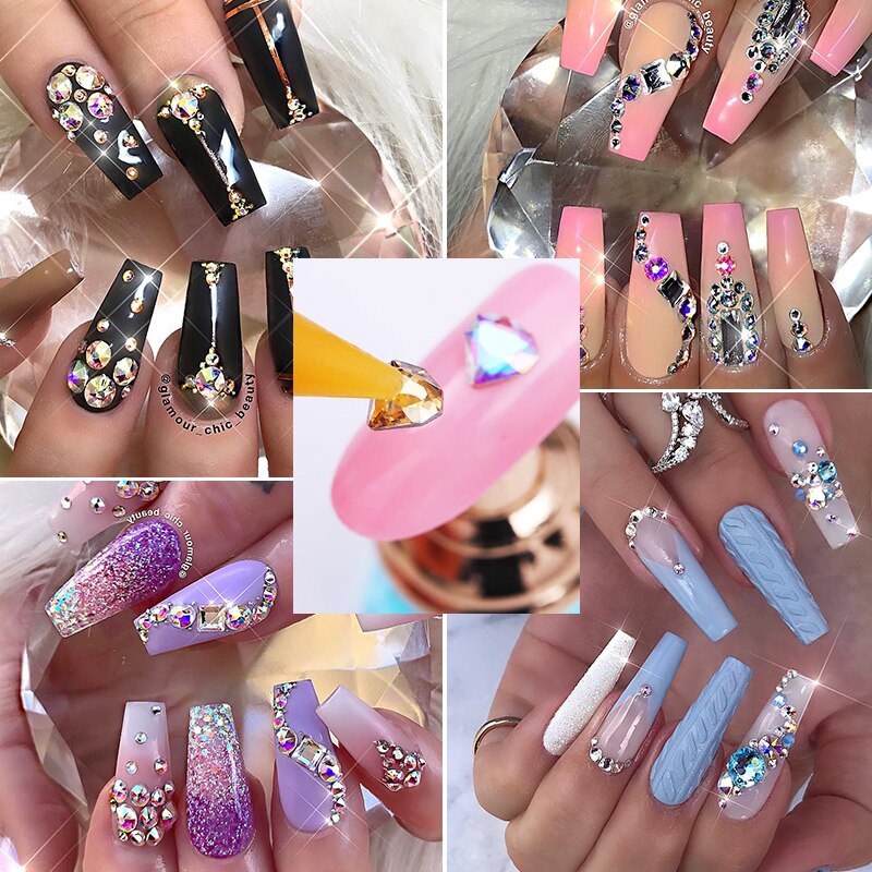 1Pc Austauschbare Nagel Punktierung Stift Kopf Wachs Bleistift Kopf Nagel Perlen Strass Edelsteine Kristall Pflücker Manikübetreffend Nagel Kunst Werkzeuge