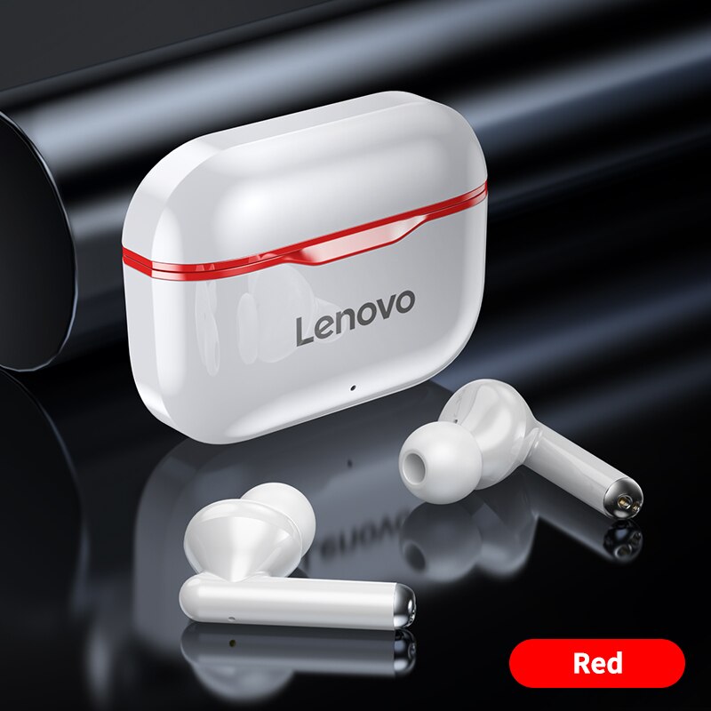 Original Lenovo LP1 TWS auricular inalámbrico Bluetooth 5,0 estéreo doble reducción de ruido bajo Control táctil Larga modo de reposo 300mAH: Lenovo LP1 Red