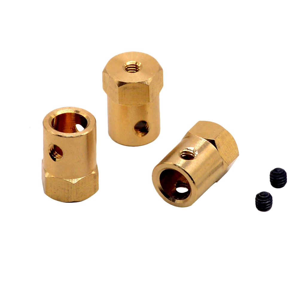 10pc Hexagonal Brass Coupling length 18mm Hex Connector Robot Accessories Shaft 3mm 4mm 5mm 6mm 7mm 8mmYellow Copper Screw Wheel