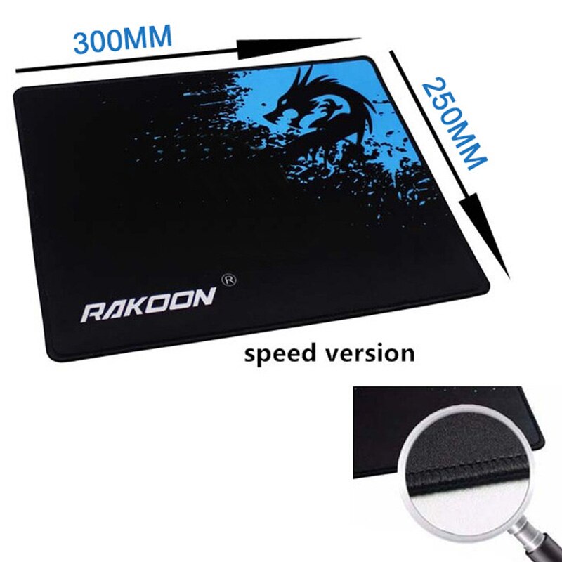 Rakoon mousepad com bordas costuradas, tapete de mouse anti-derrapante com base de borracha, texturizado premium, para jogos, mousepad para pc escritório de casa laptop: speed 300x250x2mm