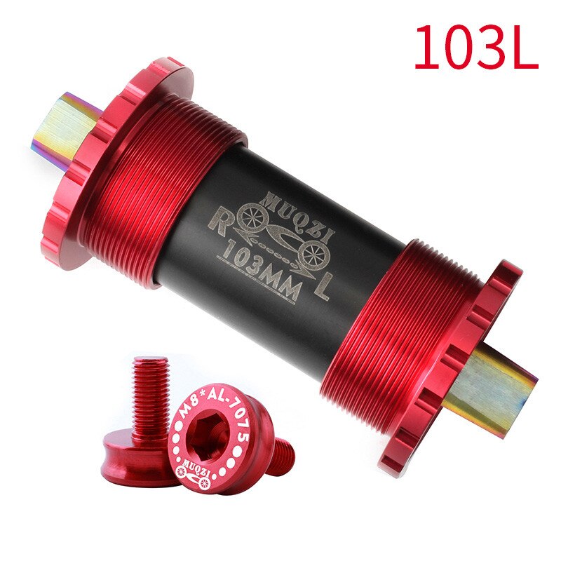 Mountain Bike Titanium Alloy Square Hole Ceramic Bottom Bracket 103/107/110/113/119/122mm Folding Road Bike Bottom Brackets: Red-103mm