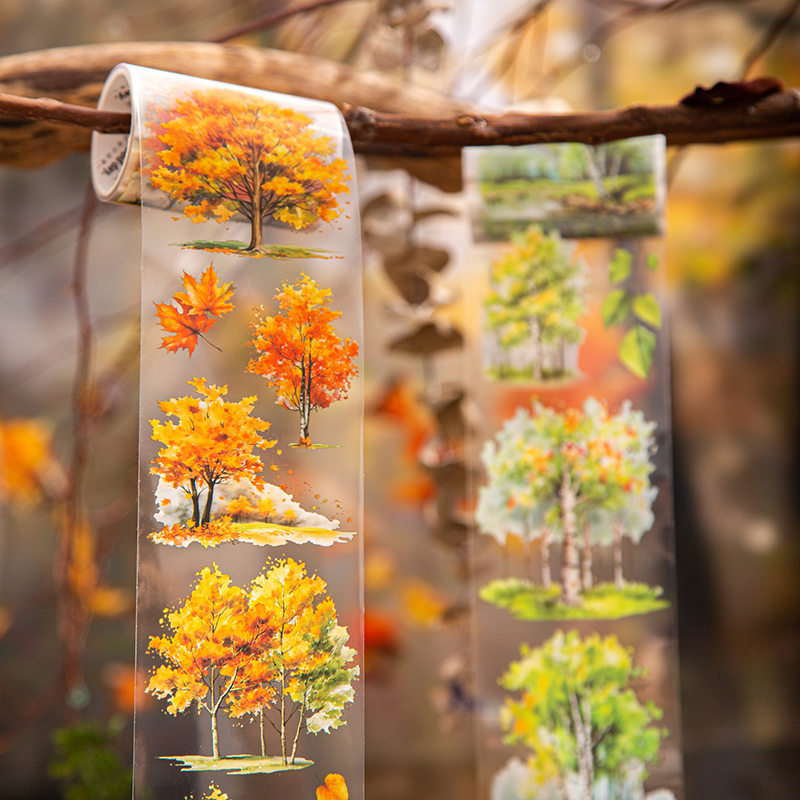 Cinta de árbol de bosque PET de 60mm x 2m, decoración para álbum de recortes, álbum de fotos, Collage, diario basura, materiales, planificador, cintas estéticas