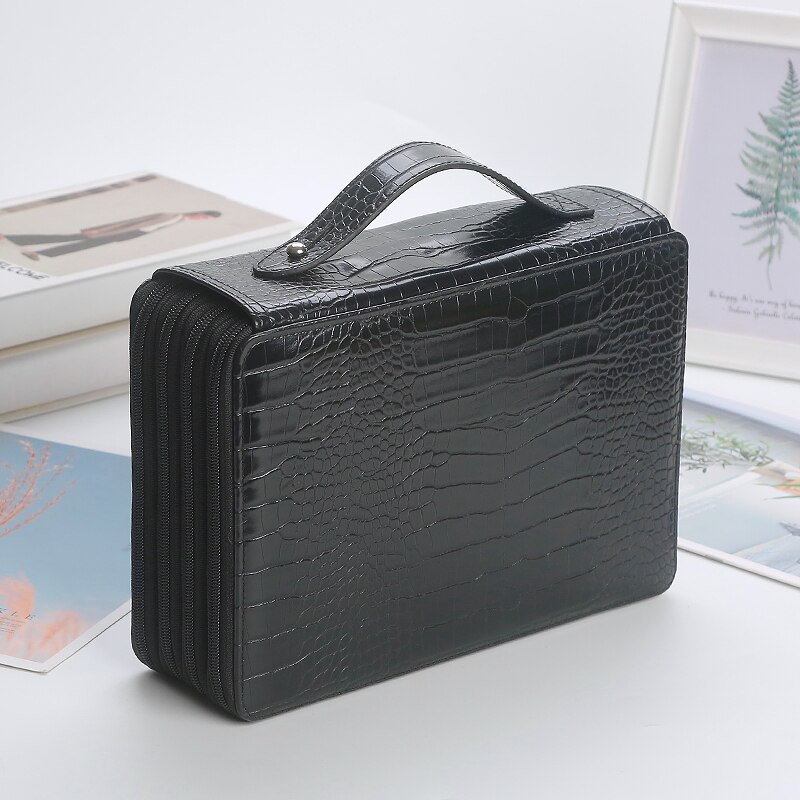 200 Slot Etui School Penal Voor Meisje Jongen Pencilcase Grote Capaciteit Pen Box Briefpapier Tas Kit Grote Pencilfolder Pouch gaten: Black