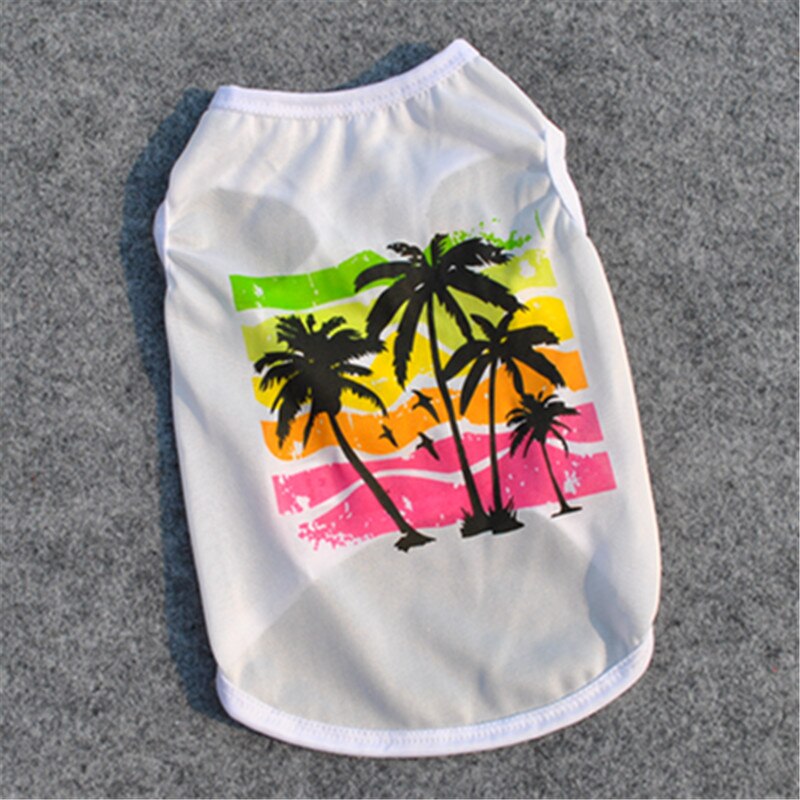 Sommer strand stil hundehvalp t-shirt billigt åndbart bomuld hundetøj til lille hund vest: L