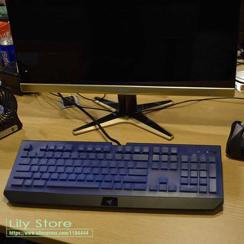 Waterproof and dustproof Transparent Keyboard Skin Cover Protector For Razer BlackWidow Ultimate Stealth Mechanical: blue