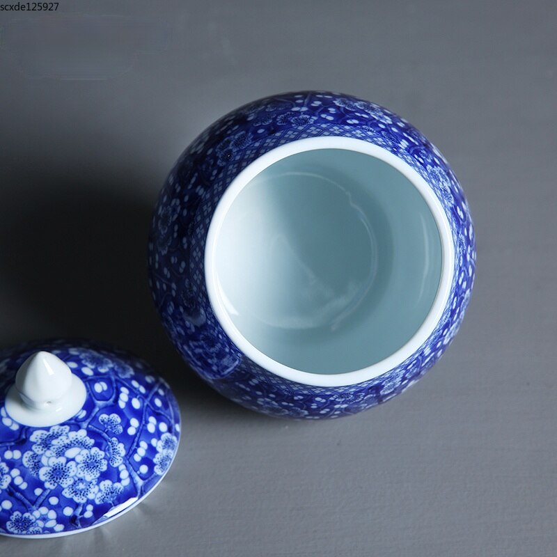 Blue and White Porcelain General Jar Candy Tea Storage Jar Flower Arrangement Ceramic Vase Household Sealed Storage Jar