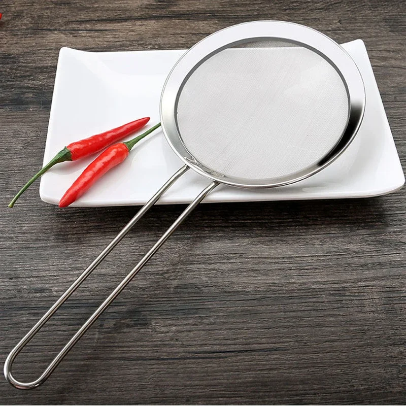 Colador grande de malla fina de acero inoxidable para alimentos, filtro de aceite de cocina, grasa para desnatar, salsa de espuma, Espumador de cocina, 1 unidad