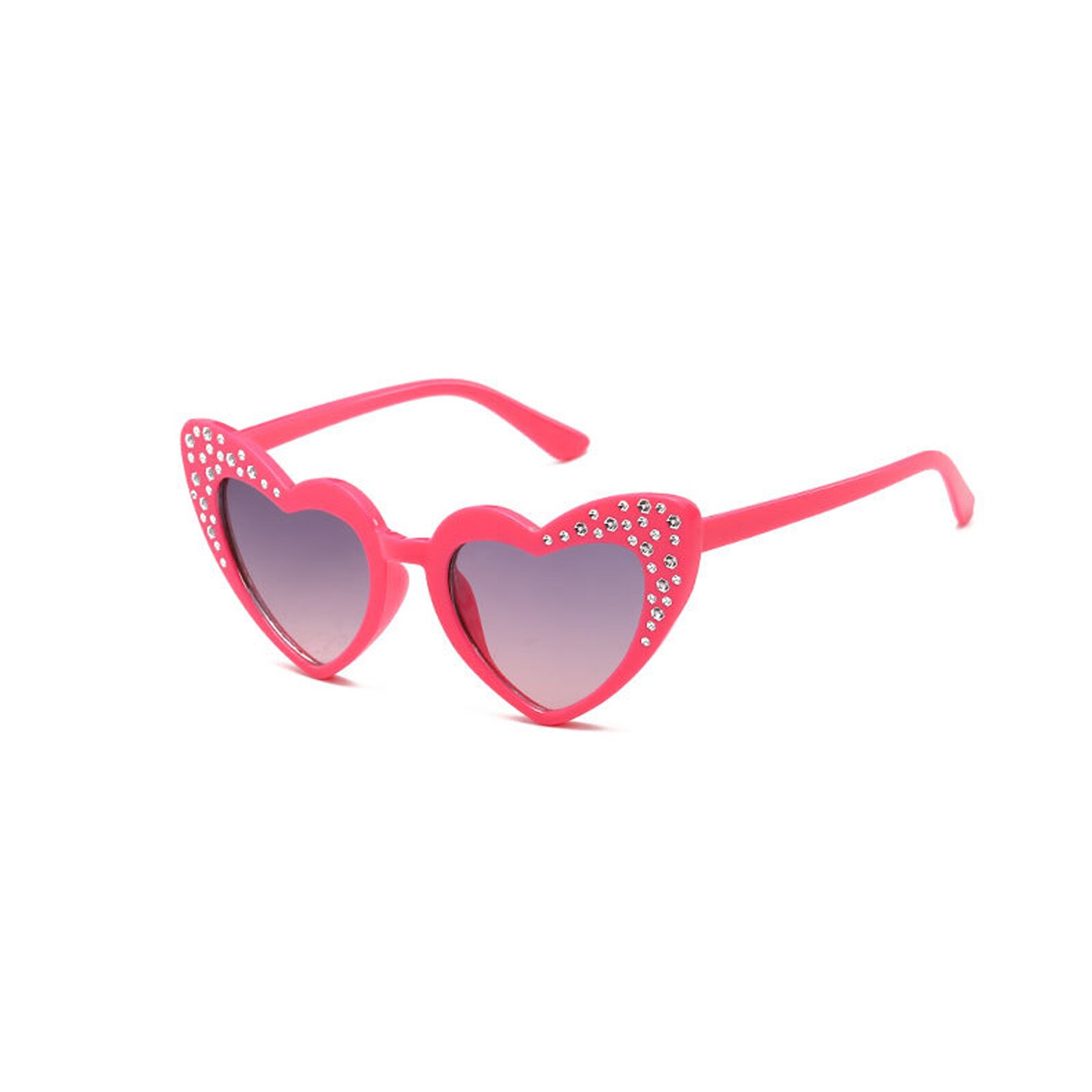 Kids Sunglasses Peach Heart Studded Children's Sunglasses Love High-end Rhinestone Girls Sunglasses: Rose Red