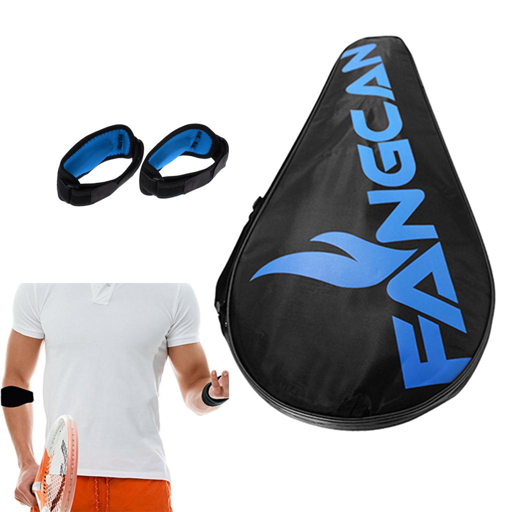 Waterdichte Tennisracket Tas Schouder Pack + 2 Stuks Elleboog Brace Ondersteuning Band Met