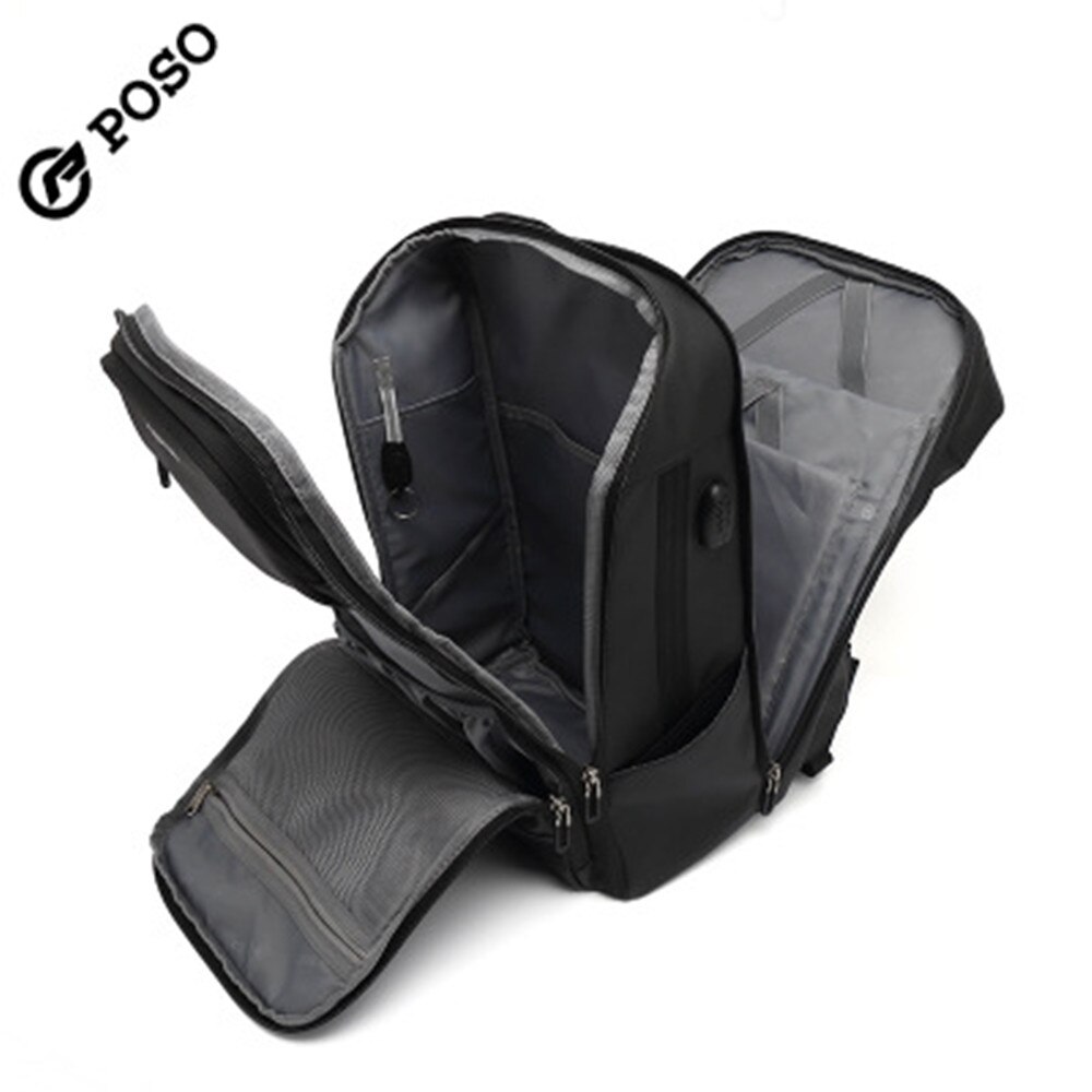 POSO Backpack 17.3inch USB Laptop Backpack Nylon Waterproof Business Travel Backpack Outdoor Sports Student Backpack
