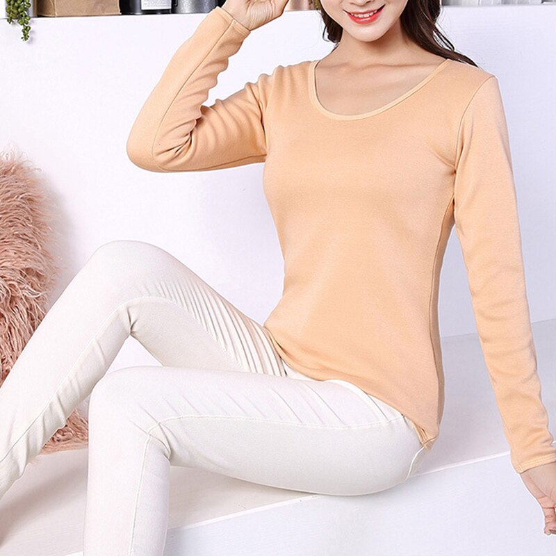 Sous-vêtements thermiques en velours à manches longues et col rond pour femme, vêtements à une seule couche, sous-vêtements pour l'hiver, bas pour Thermos, 2XL
