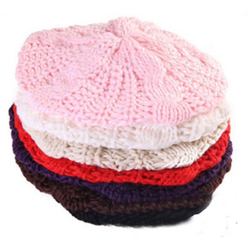 Classic Wool Hat Twisted Ball Beret Caps Big Bud Casual Caps Soild Color Trend Ladies Cap Winter Warm Knitted Hat